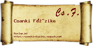 Csanki Füzike névjegykártya